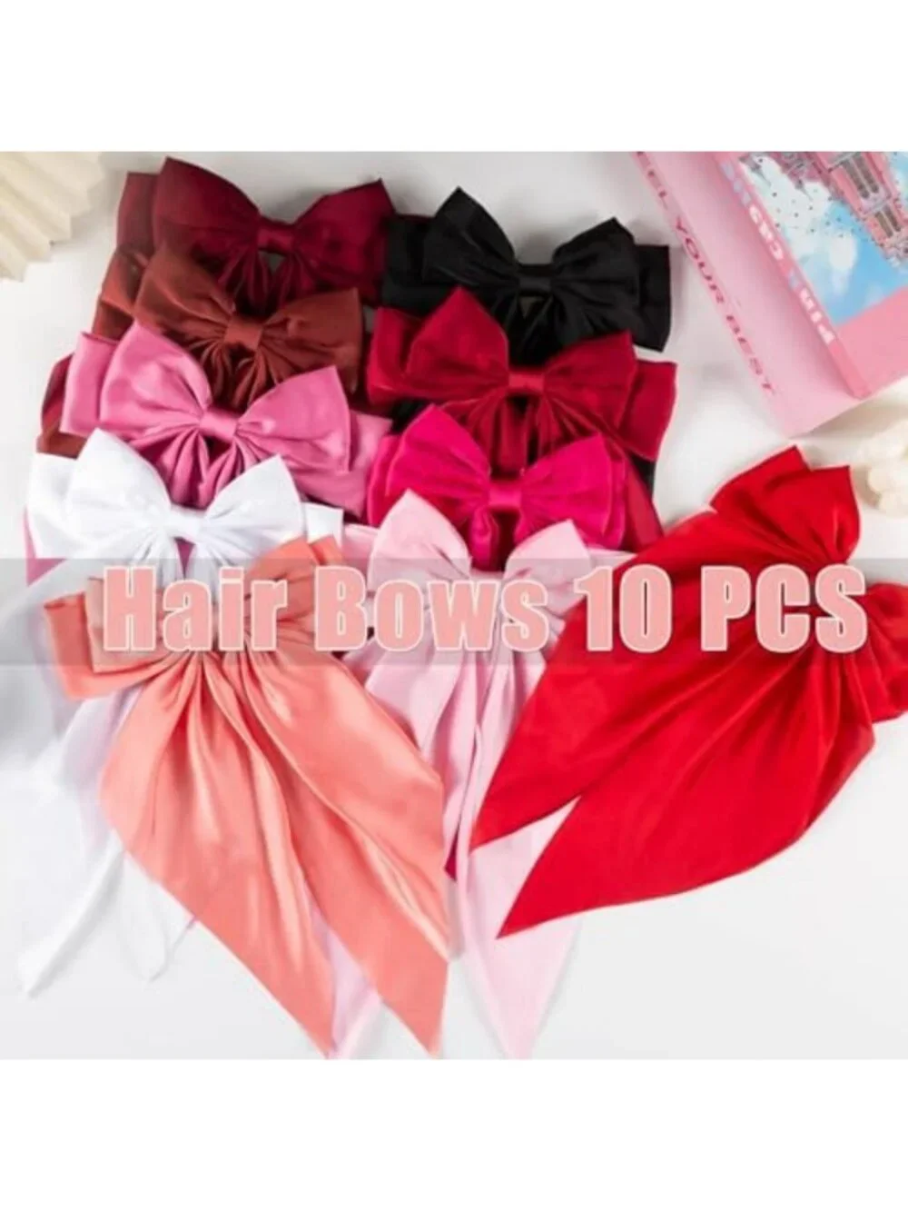 10 PCS Oversized Hair Bows for Women & Girls - Cute Aesthetic Hair Accessories
